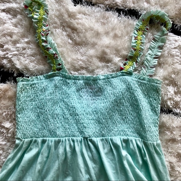 SOLD - Free People light teal turquoise smocked loose top - Picture 4 of 4